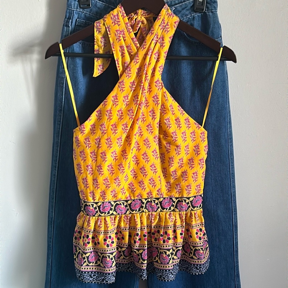 New - J. Crew Halter Peplum Top in Tribal Print - Picture 6 of 6